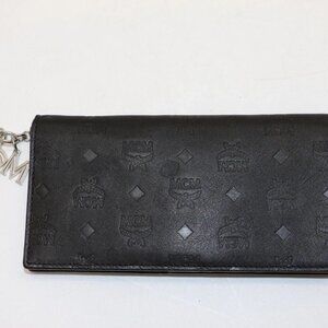MCM Aren Embossed Monogram Wallet - Black
